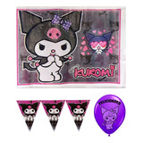 Kuromi Mantel Banderin Globos Latex Set Decorativo Mantel