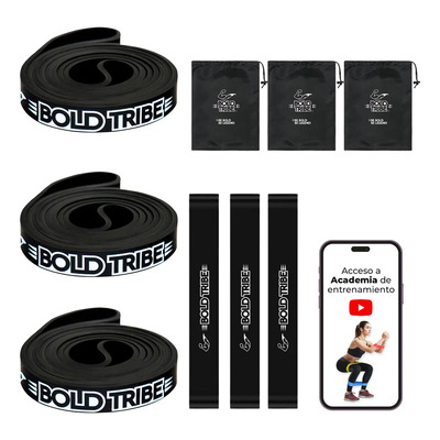 Kit 3 Ligas Bandas Resistencia Pull Ups Crossfit Negras #3 + 7 Bonos Calistenia Mma Box Elasticas Ejercicio Tapout | Envío gratis