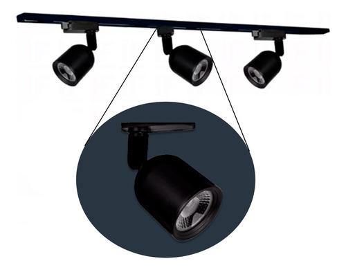 Spot Trilho Led Elegance 3x7w Preto - Avant