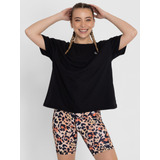 Polera M/c Mujer Long T-shirt Anto Negro Bsoul