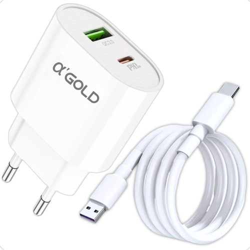 Carregador P/ iPhone 15 Turbo 40w Duplo Usb C Cabo Tipo C