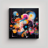 80x80cm Pintura Abstracta De Luces Y Colores Bastidor Madera
