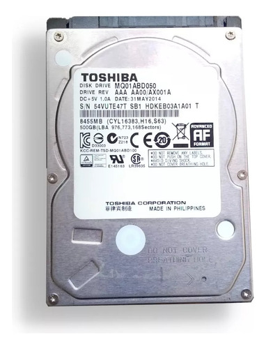 Disco Rigido Hdd Interno Portatil Toshiba 500gb Sata 2.5  