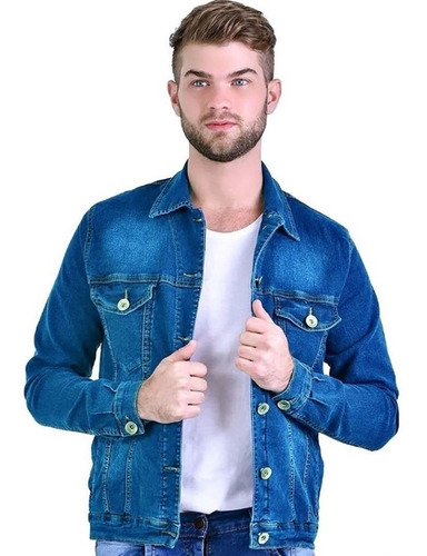 Campera Jeans Hombre Elastizado De 1 Al 5 Color Azul Y Negro