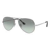 Anteojos De Sol Ray-ban Aviador Washed Evolve Small Con Marco De Metal Color Polished Silver, Lente Light Blue Fotocromática/evolve, Varilla Polished Silver De Metal - Rb3689