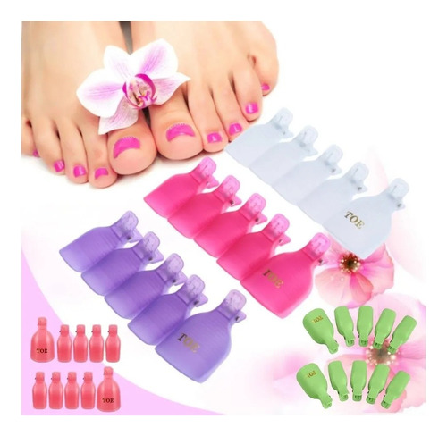  Clip Silicone 10 Peças P/ Remover Esmalte Polonês Dedeiras!