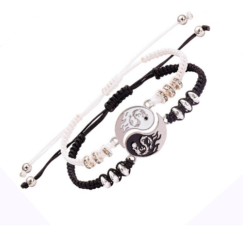 Set X 2 Pulseras Dragon Yin Yang Parejas Amor Y Conexion 