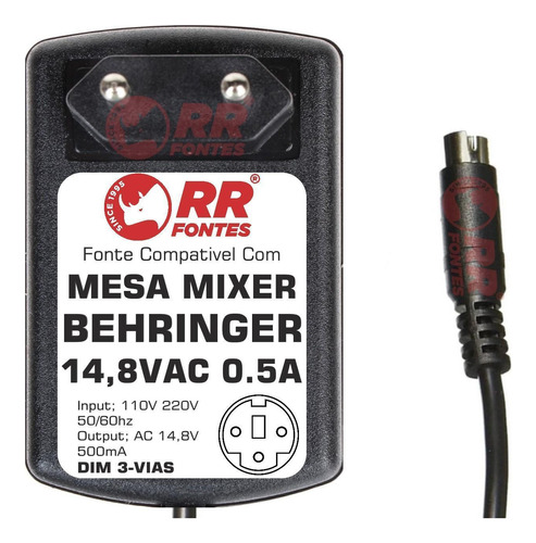 Fonte 14,8vac Para Mesa De Som Mixer Behringer Xenyx Qx1202