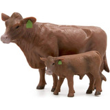 Par Vaca Y Ternero Red Angus Little Buster Toys - Escala