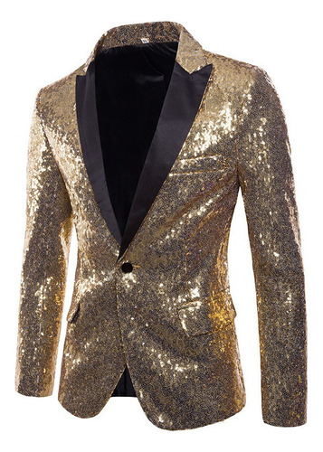 Blazer Brillante Hombre Banquete Boda Fiesta Bar