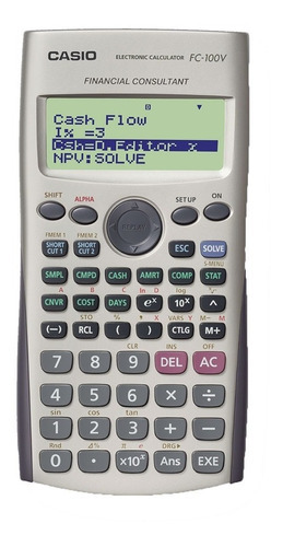 Calculadora Financiera Con Monitor De 4 Líneas - Casio Grey Color