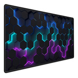 Mousepad Gamer Speed Extra Grande 120x60 Hexagono Ciano Roxo