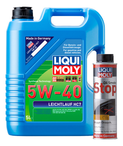 Paquete Leichtlauf Hc7 5w40 Oil Smoke Stop Liqui Moly