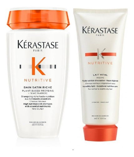 Kérastase Shampoo Bain Satin 2 + Acondicionador Lait Vital Original Importado