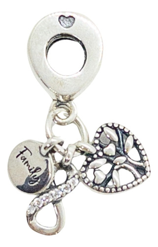 Dije Charm Para Pulsera Plata 925 Corazón Infinito