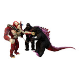 Godzilla Y Kong Scar King Set 3 Pzs Articuladas Con Sonido