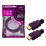 Cabo Hdmi Gold 1.4 Ultrahd 4k 2 Metros Ponta Dourada Monitor