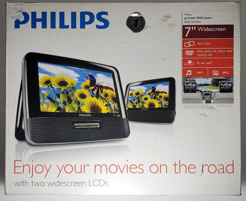 Dvd Philips Portatil Para Encosto De Carro 2 Telas Lcds