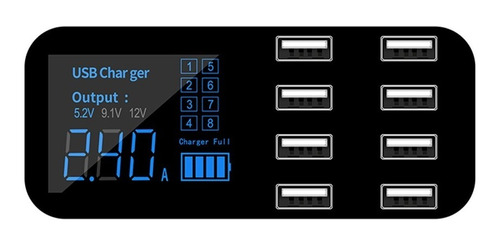 Cargador De Coche Rápido A9s 8 Puertos Multi Usb Display Lc