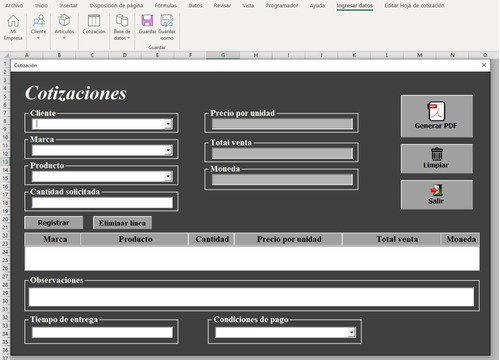 Cotizaciones En Excel Automáticas Macros