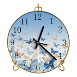 Reloj Pared Estilo Country Azul Mariposa Florales 24 Cm Sile
