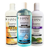 Combo X3 Shampoo Avena - Ácido - Rulos - Han