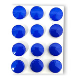 Kit Com 12 Imãs De Geladeira E Decoração Em Resina Redondo Cor Azul Azul Escuro