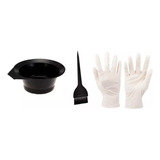 Kit Bowl + Pincel +guantes Para Tintura Coloracion En Casa E