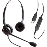 Vincha Cabezal Auricular Vt5009 Unc Usb Dúo Tipo Call Center. Micrófono Con Ancelación De Ruido Y Brazo Rígido. Compatible Con Ms Teams. Simil Jabra