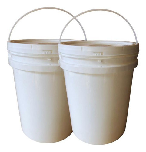 Balde Alça Plastica Para Hidratante Branco 20 Lts - 2 Peças