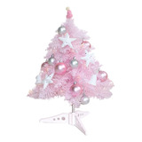 Mini Arbol De Navidad Rosa Con Luces Led Y Bolas De Purpurin