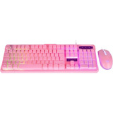 Kit De Teclado Y Mouse Alambrico Iluminacion Led Rgb Rosa