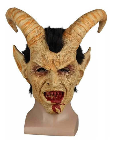Mascara Diabo Demônio Lúcifer Chifres Realista Halloween