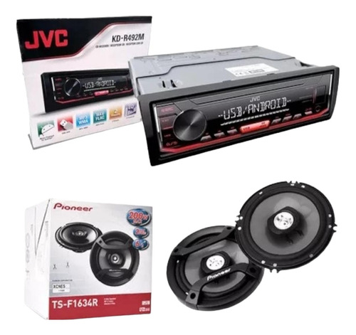 Estéreo Jvc Kd-r492m+bocinas  Pioneer Ts-f1634r