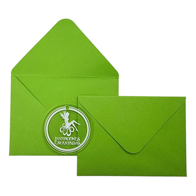 50 Sobres Mini Tarjetas Invitaciones Dinero Colores 11x8cm Color Verde Claro - 100g - 8x11cm Liso