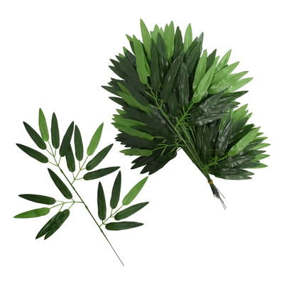 // , 100 Hojas De Bambú Artificial Palo De Bambú Verde Cqxy