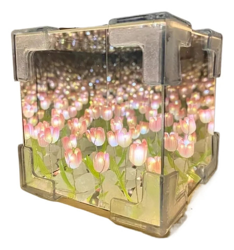 Tulipán Cubo Espejo Lámpara,tulipán Espejo Luz De Diy