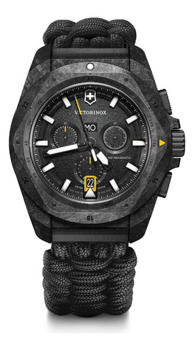 Victorinox I.n.o.x Chrono, 43 Mm , Negro, Brazalete Paracord Color De La Correa Negro Color Del Bisel Negro Color Del Fondo Negro