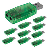 10 Piezas Tarjeta De Sonido Usb Canal De Audio 5.1 Adaptador Color Verde