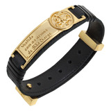 Pulseira São Jorge Bracelete Orixá Frase Ogum Oxossi Dourado