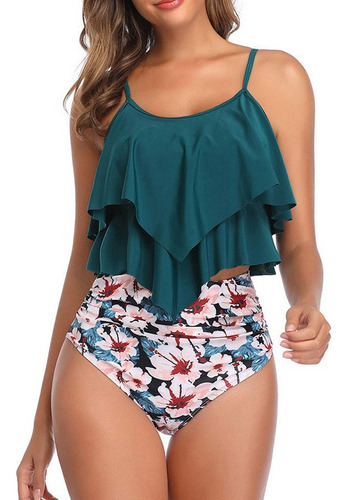 Dama Trajes De Baño Floral Talle Alto Mujer Bikini