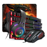 Combo Teclado Semi-mecânico Mouse 3200 Dpi Mouse Pad Headset