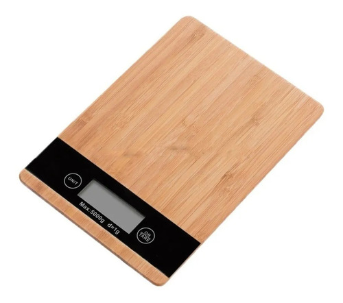 Balanza De Cocina Digital Madera Bamboo 5 Kg Color Marrón Claro