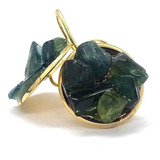 Brinco Anzol De Pedra Turmalina Verde Natural Folheado Ouro