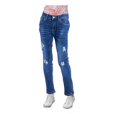 Jeans Con Detalles Laterapantalones De Mezclilla Para Niña