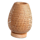 Lámpara De Mesa De Bambú Con Base De Madera