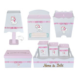 Kit Higiene Mdf Menina Gatinha Personalizado Com Nome