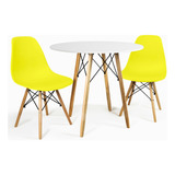 Kit Mesa Sala De Jantar 90cm Mdf 2 Cadeiras Charles Eames