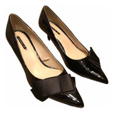 Zapatos Zara Stiletto Talle 40 Charol Negro