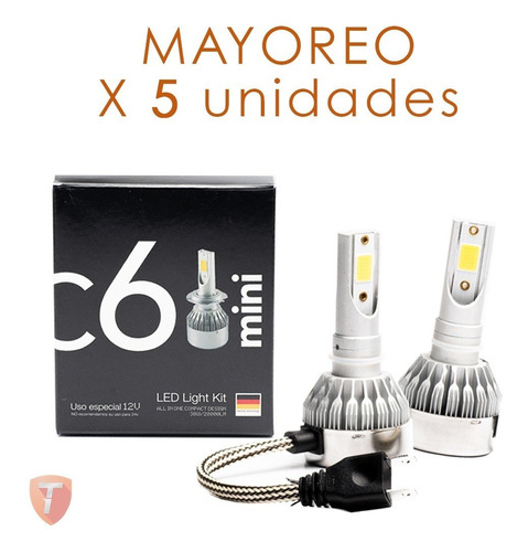 5 Kit Led Faro Foco C6 Mini H1 H3 H4 H7 H11 9006 Mayoreo X5